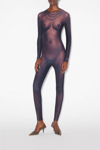 Combinaison Tattoo imprimée - Dark Nude