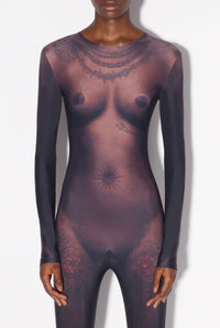 Combinaison Tattoo imprimée - Dark Nude