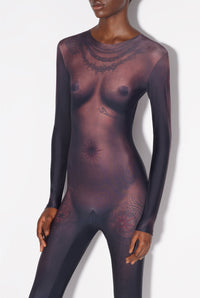 Combinaison Tattoo imprimée - Dark Nude