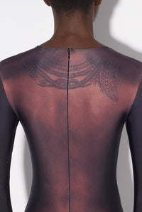 Combinaison Tattoo imprimée - Dark Nude