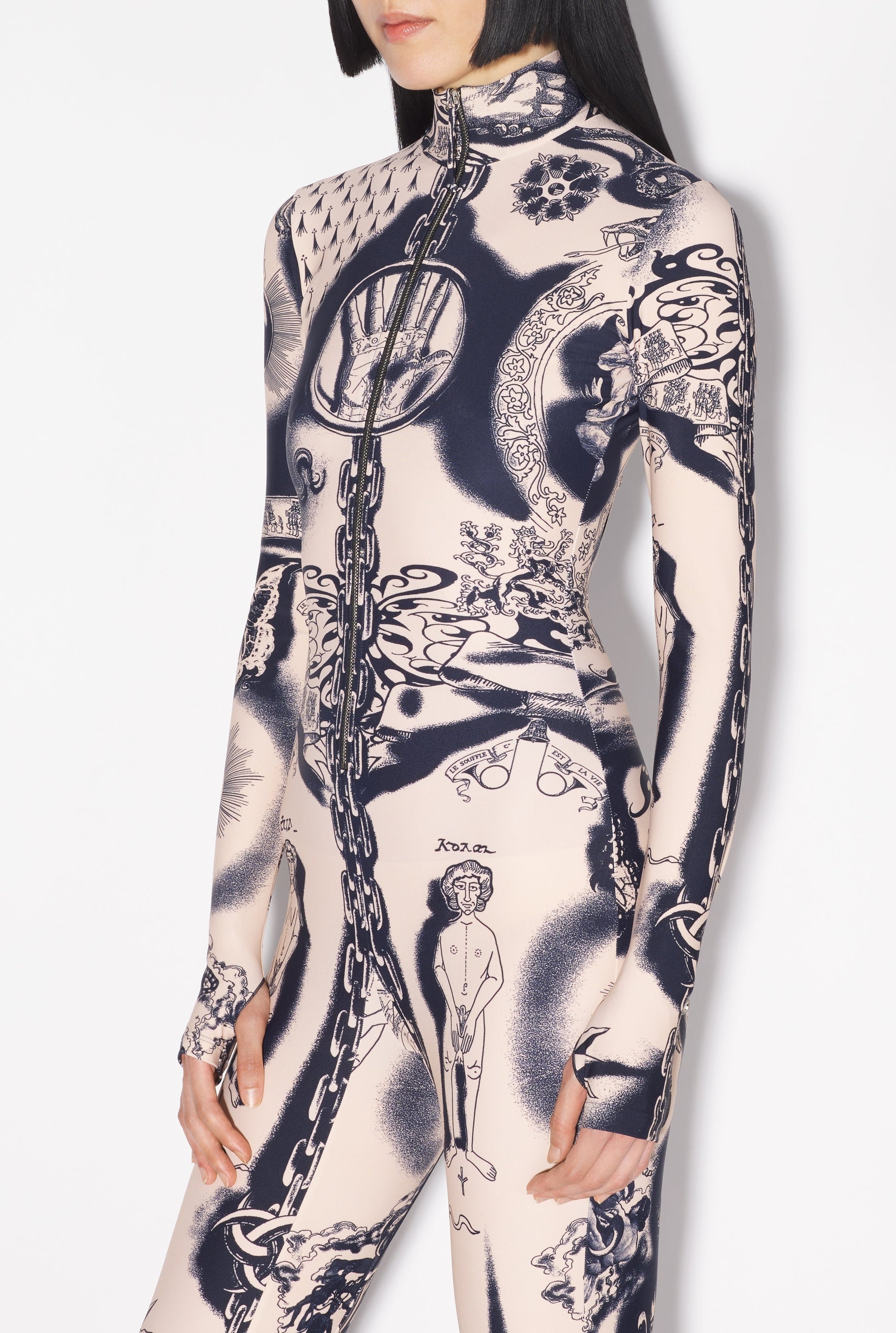 Combinaison Tattoo imprimée - Nude & Navy