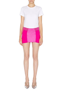 Jupe courte Tattoo en satin - Pink Shocking