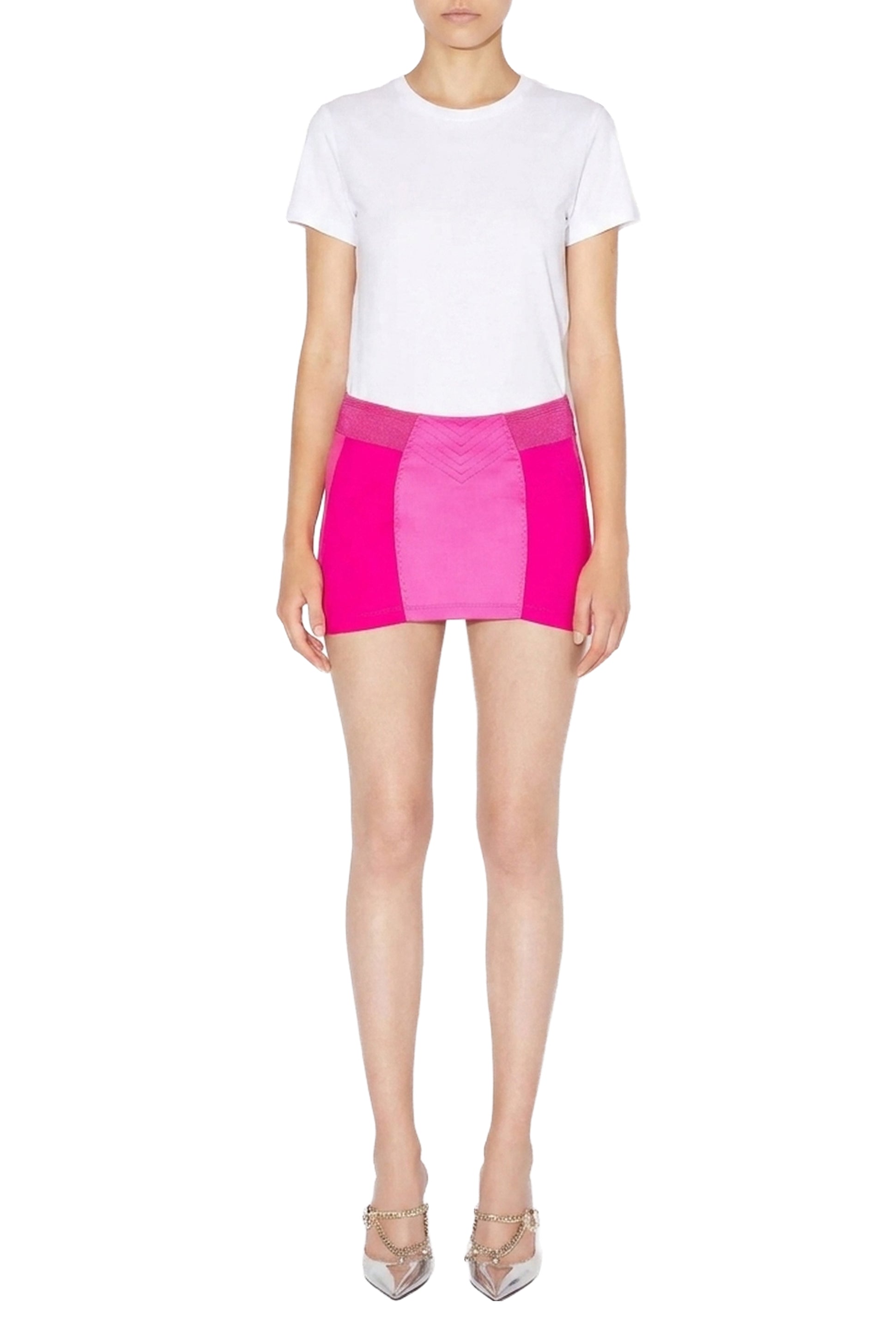 Jupe courte Tattoo en satin - Pink Shocking