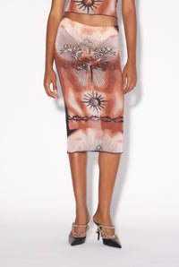 Jupe tube Tattoo imprimée en tulle - Nude & Brown & Black