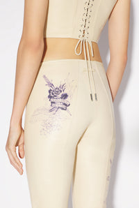 Pantalon Tattoo imprimé en cuir - Nude & Navy
