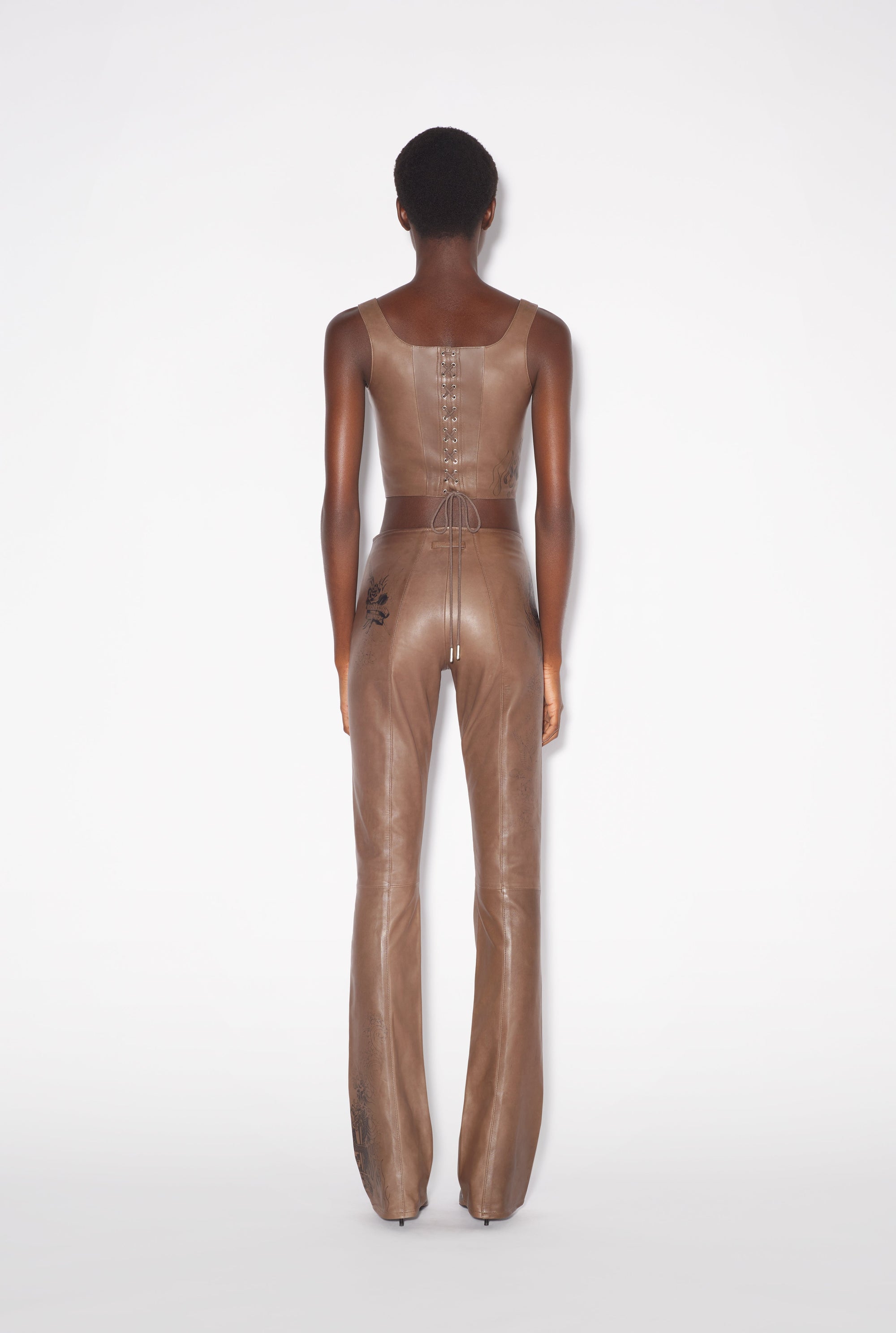Pantalon Tattoo imprimé en cuir - Ebene & Black