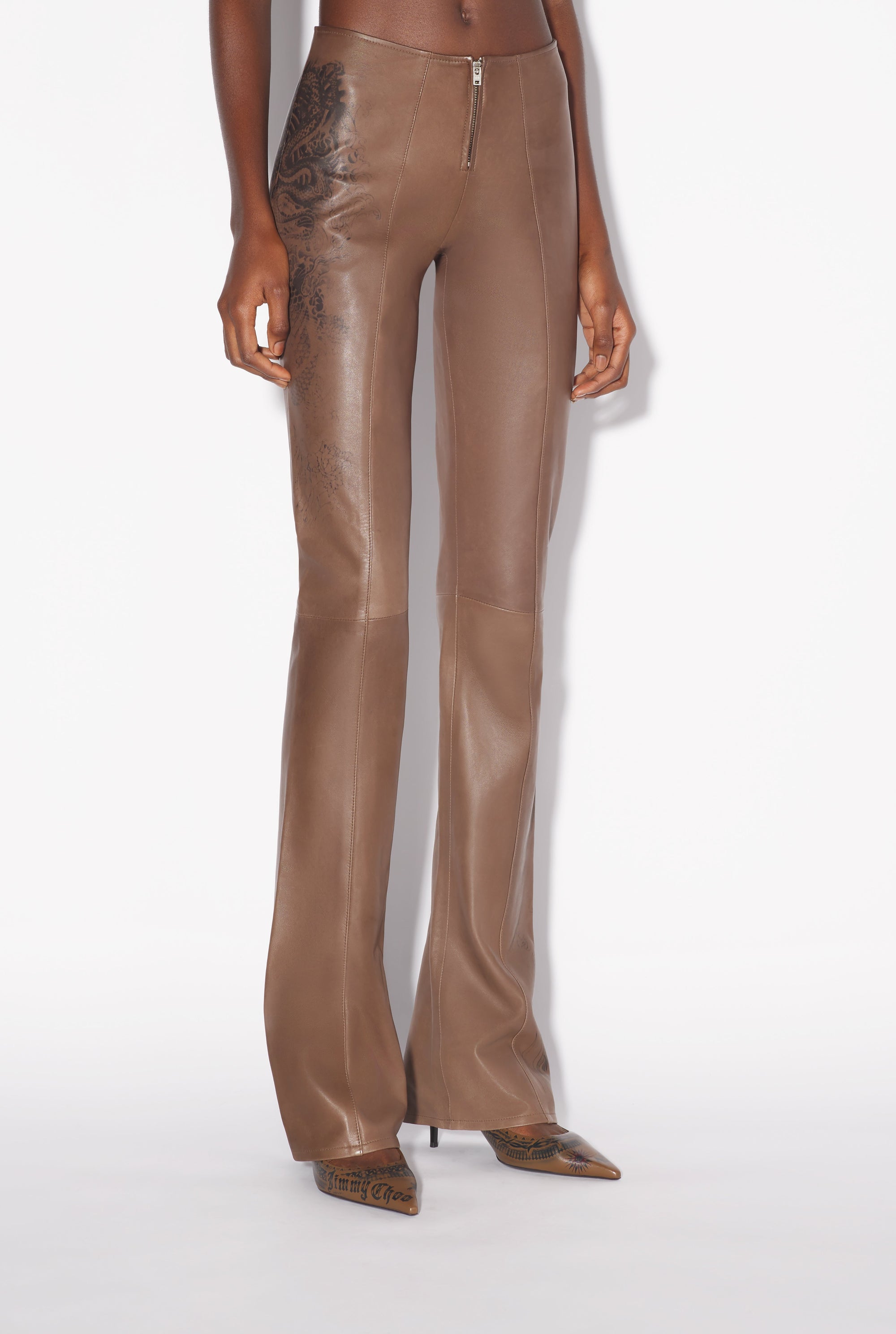 Pantalon Tattoo imprimé en cuir - Ebene & Black