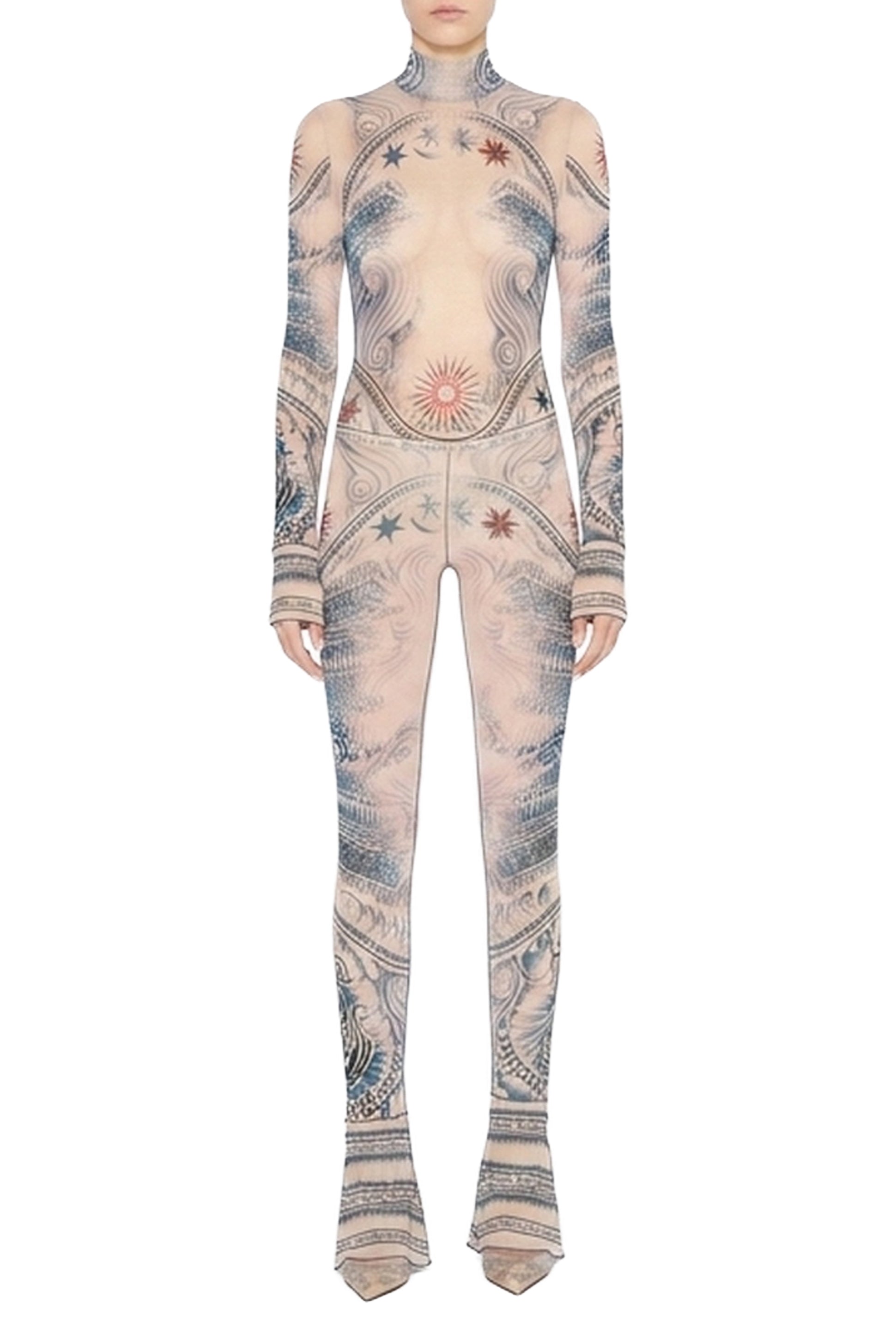 Pantalon Tattoo imprimé - Nude & Blue & Red