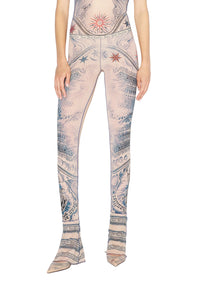 Pantalon Tattoo imprimé - Nude & Blue & Red
