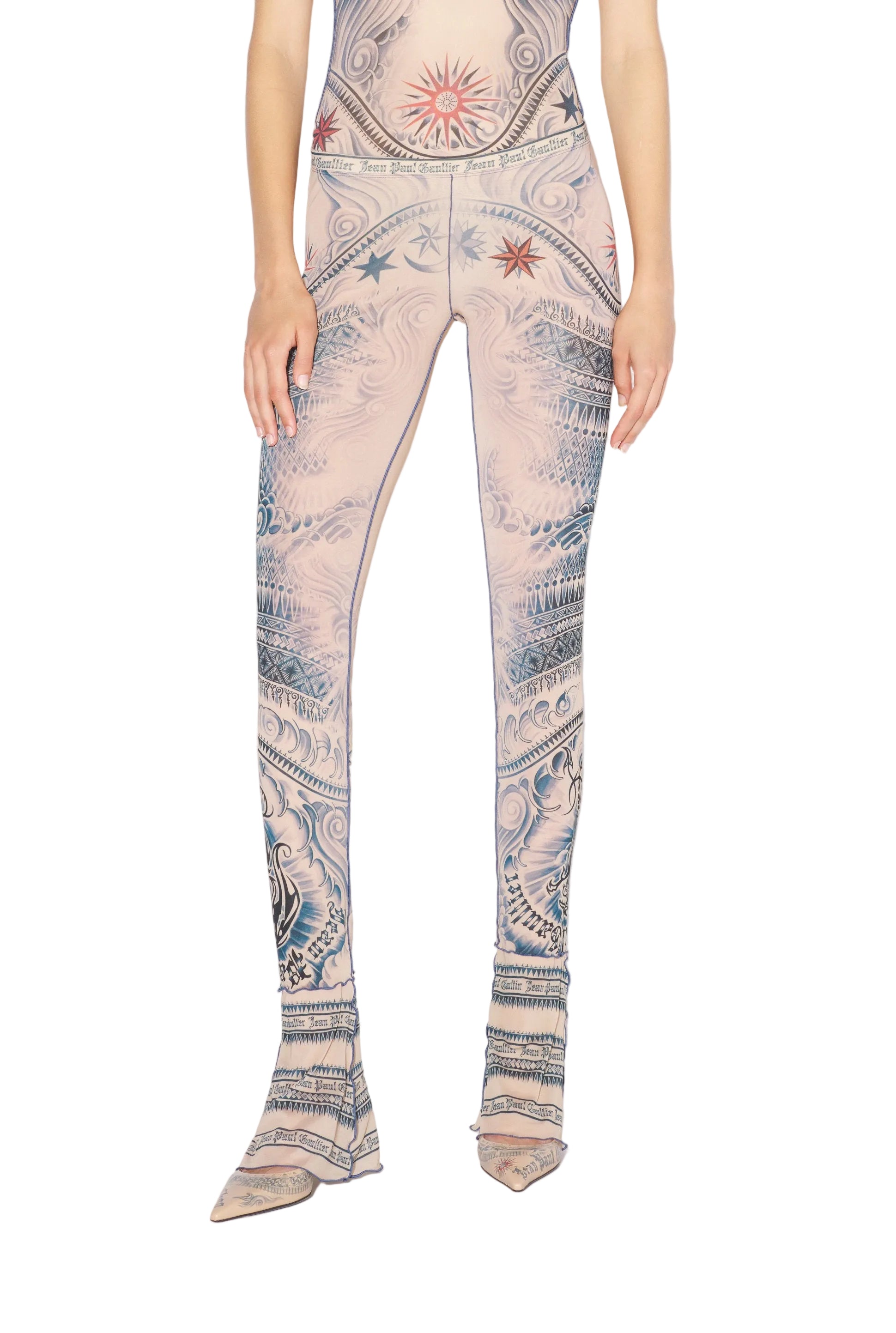 Pantalon Tattoo imprimé - Nude & Blue & Red