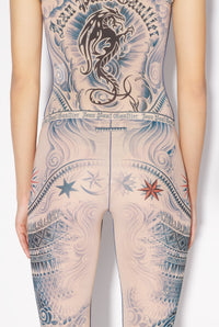 Pantalon Tattoo imprimé - Nude & Blue & Red