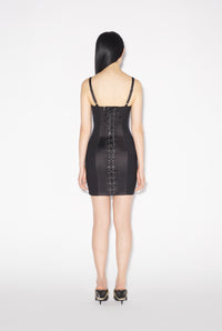 Robe courte Flower en satin - Black