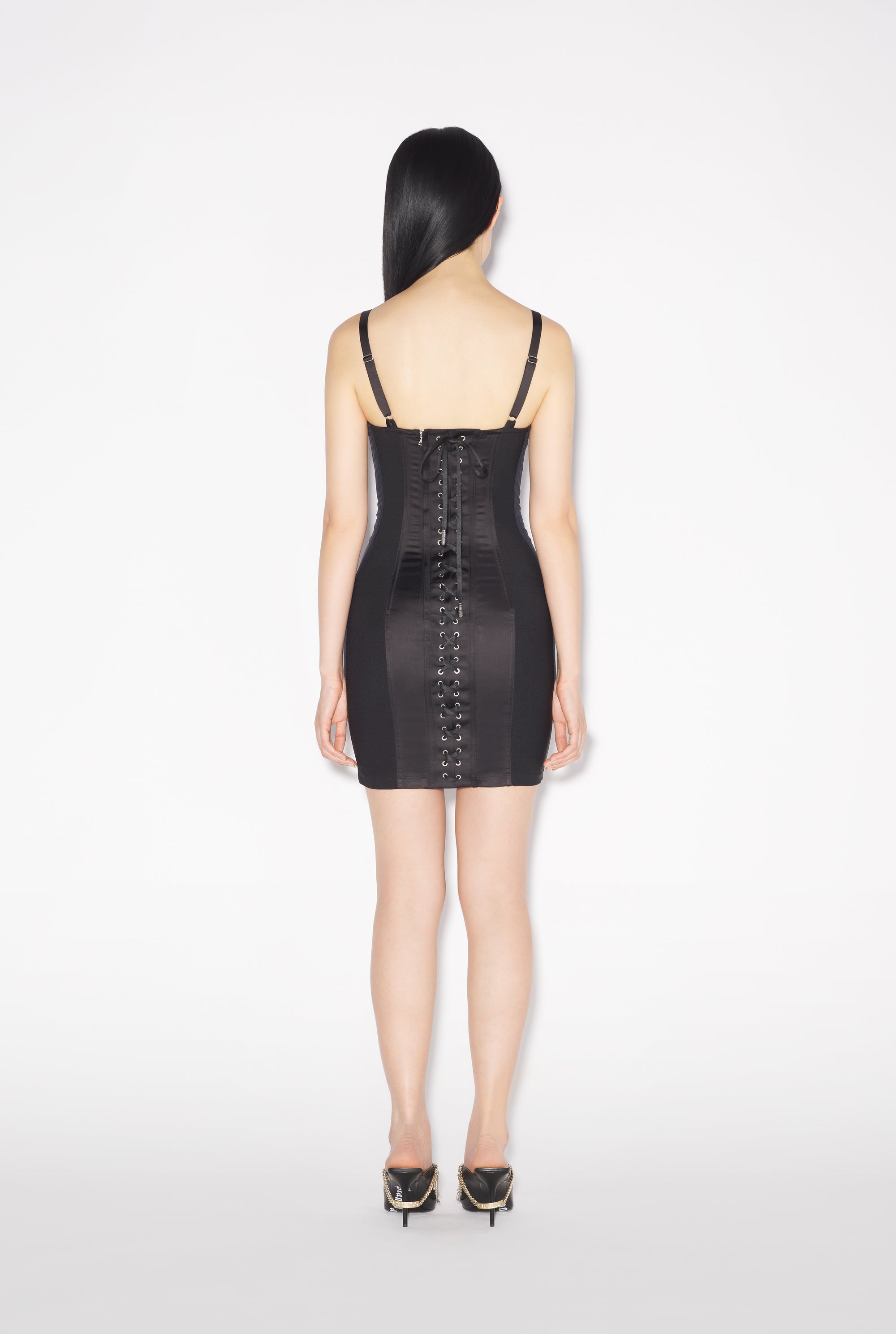 Robe courte Flower en satin - Black
