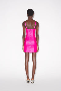 Robe courte Tattoo en satin - Pink Shocking