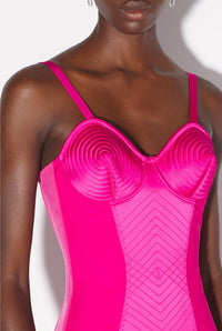 Robe courte Tattoo en satin - Pink Shocking