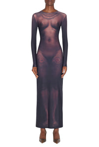 Robe longue Tattoo imprimée - Dark Nude