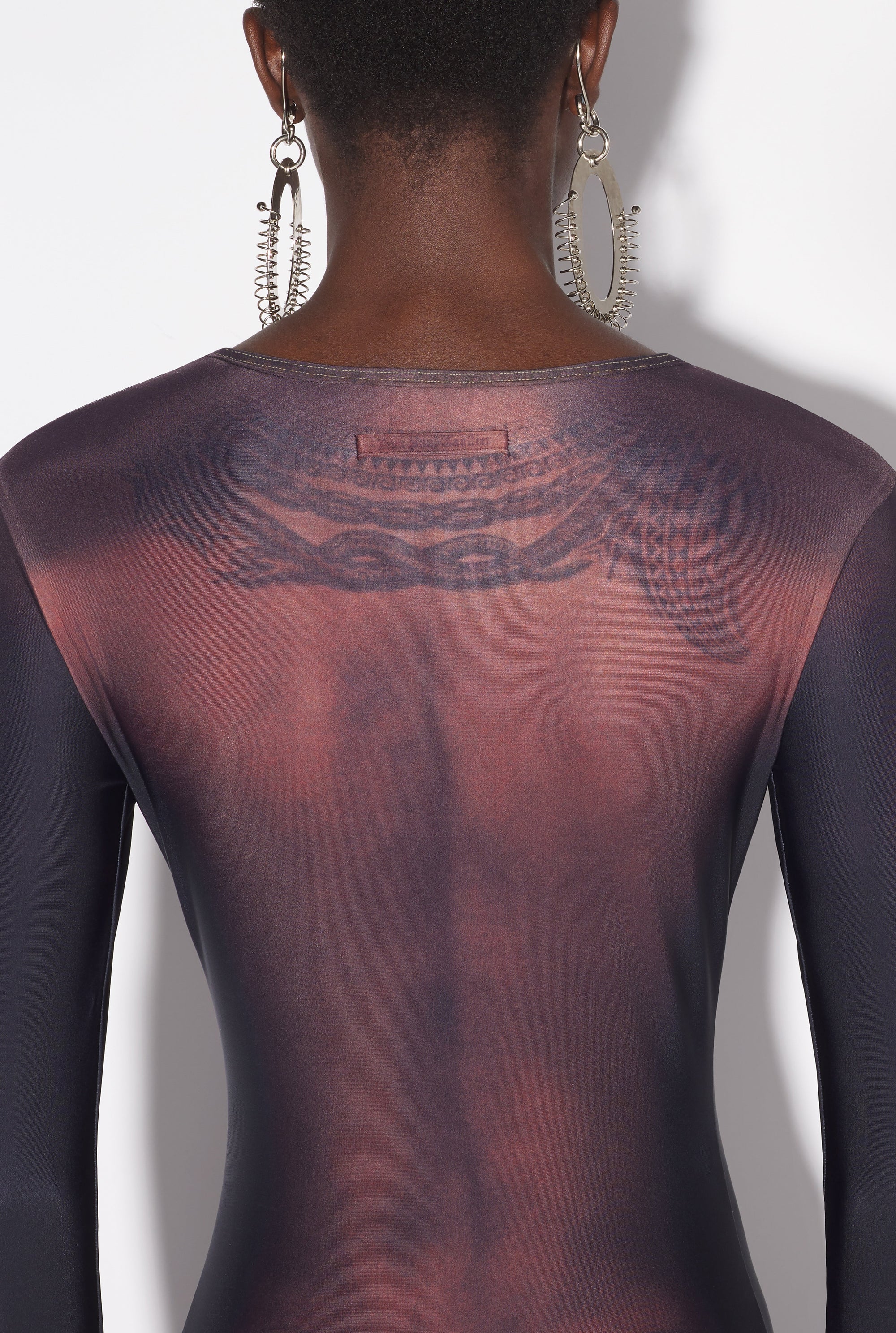 Robe longue Tattoo imprimée - Dark Nude