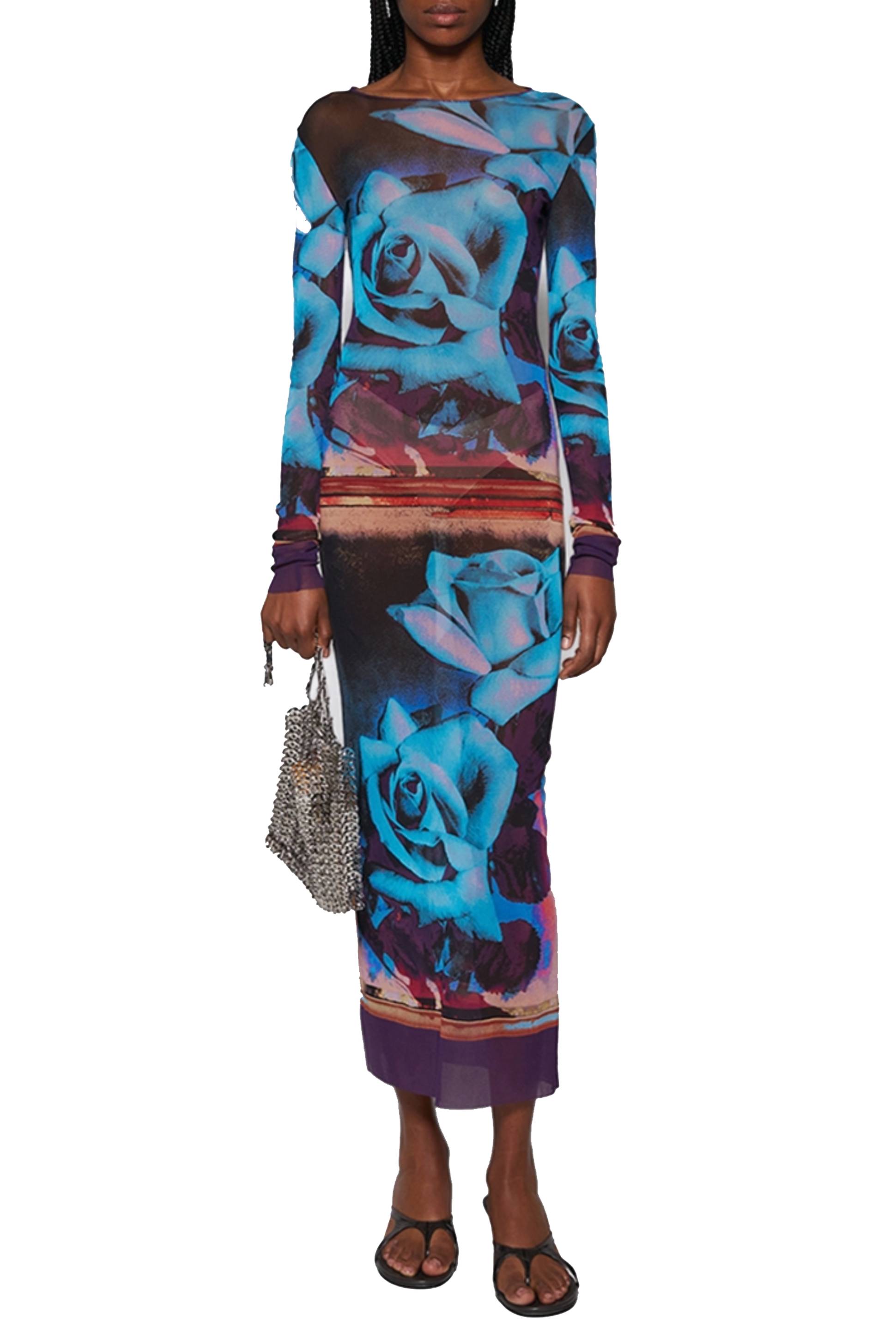 Robe longue imprimée en tulle - Purple & Blue