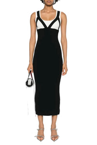 Robe longue en maille - White & Black