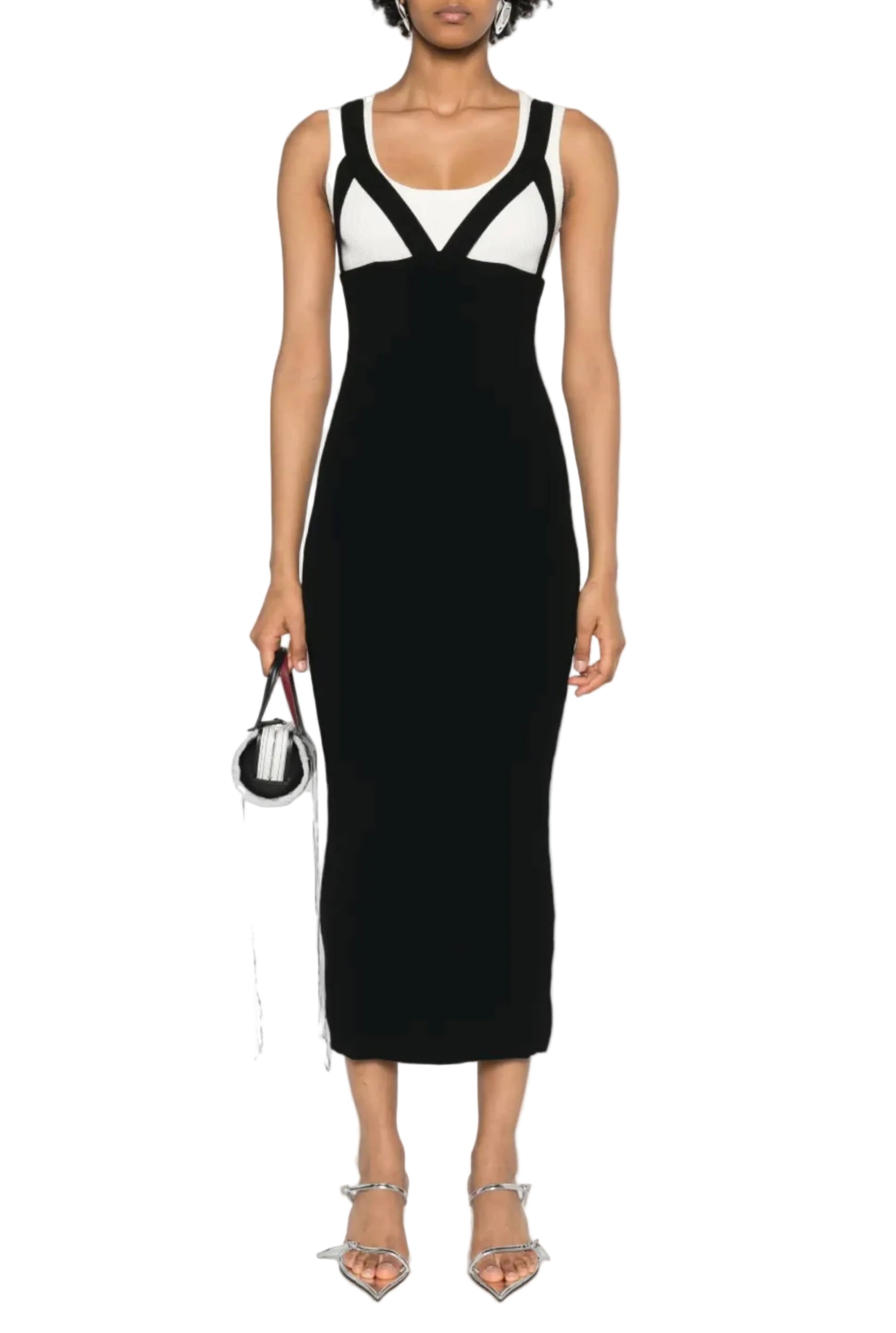 Robe longue en maille - White & Black