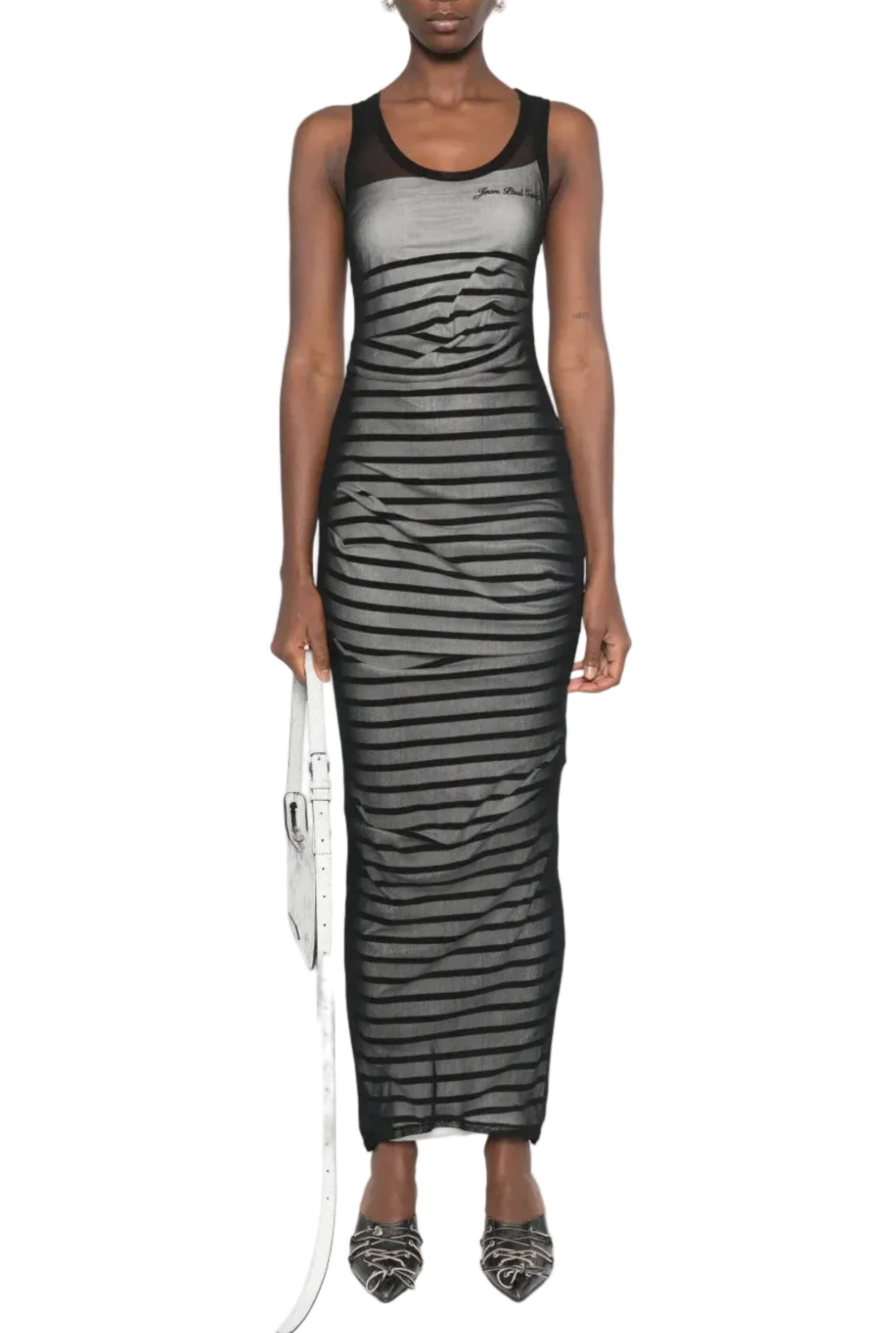 Robe longue marinière - Navy & White & Black