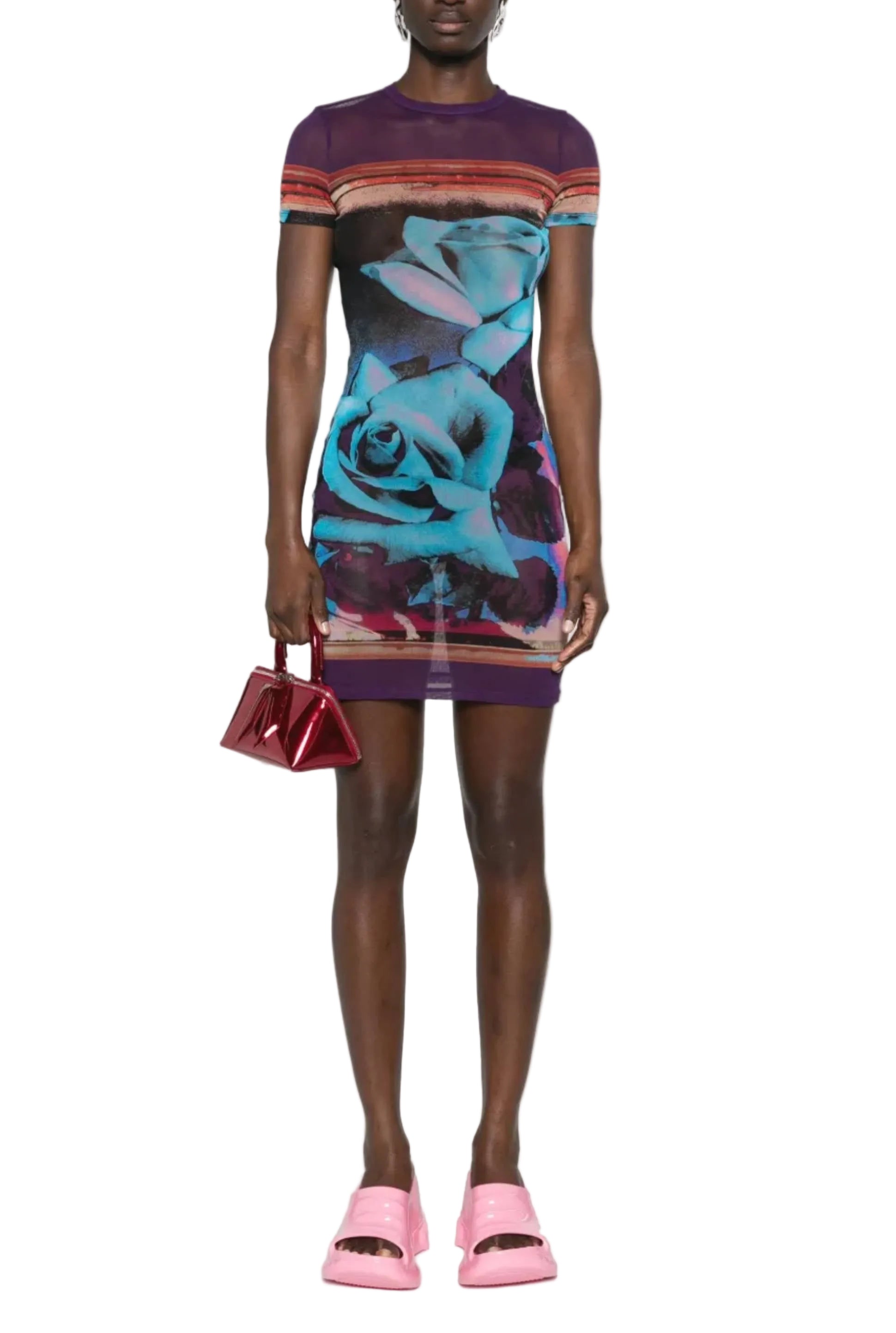 Robe courte imprimée en tulle - Purple & Blue