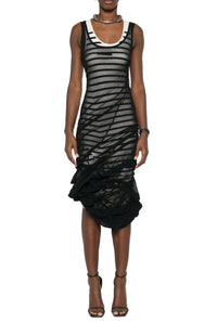 Draped sailor maxi dress - Navy & White & Black