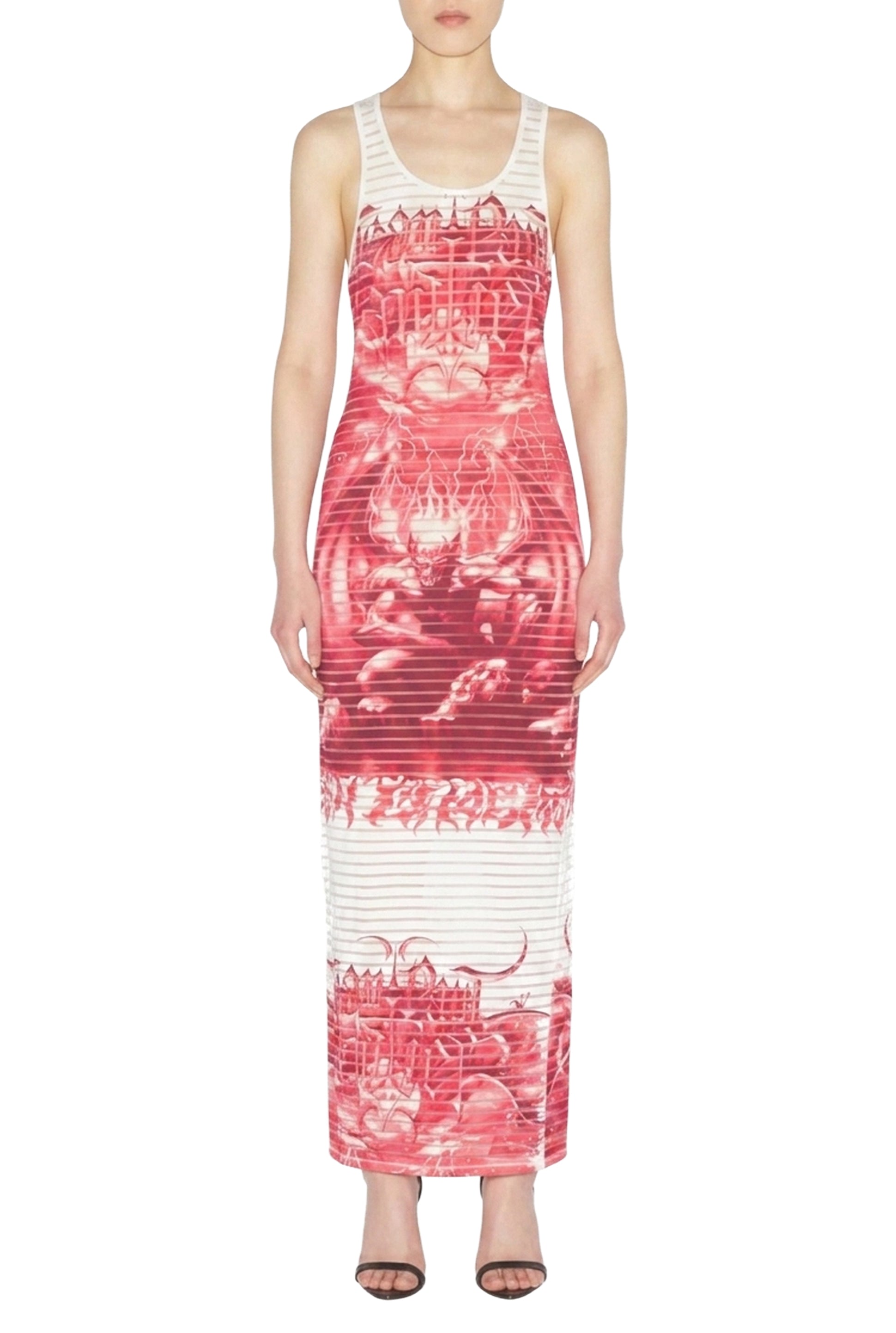 Robe longue imprimée - White & Red