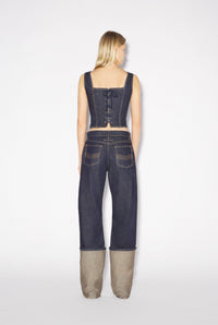 Corset Tattoo boutonné en denim - Indigo