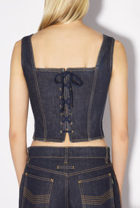 Corset Tattoo boutonné en denim - Indigo