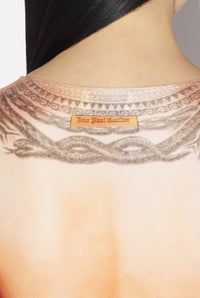 Tattoo print crop top - Light Nude