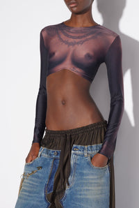Top court Tattoo imprimé - Dark Nude