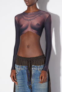 Top court Tattoo imprimé - Dark Nude