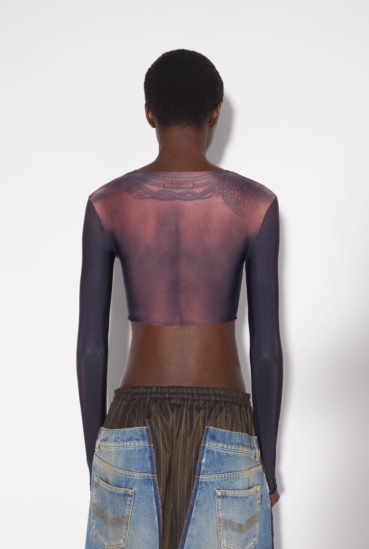 Top court Tattoo imprimé - Dark Nude