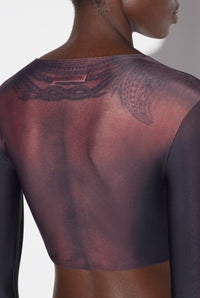 Top court Tattoo imprimé - Dark Nude