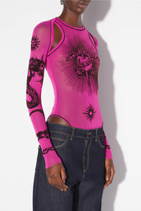 Boléro Tattoo imprimé en tulle - Pink Shocking