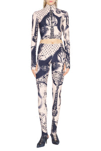 Top court Tattoo imprimé - Nude & Navy