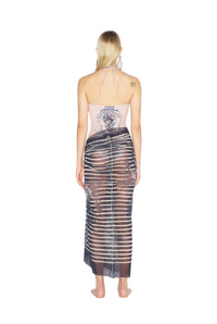 Unisex ‘Tattoo Marinière’ tulle sarong - Navy & Blue & White