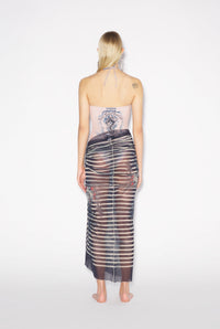Paréo unisexe Tattoo marinière en tulle - Navy & Blue & White