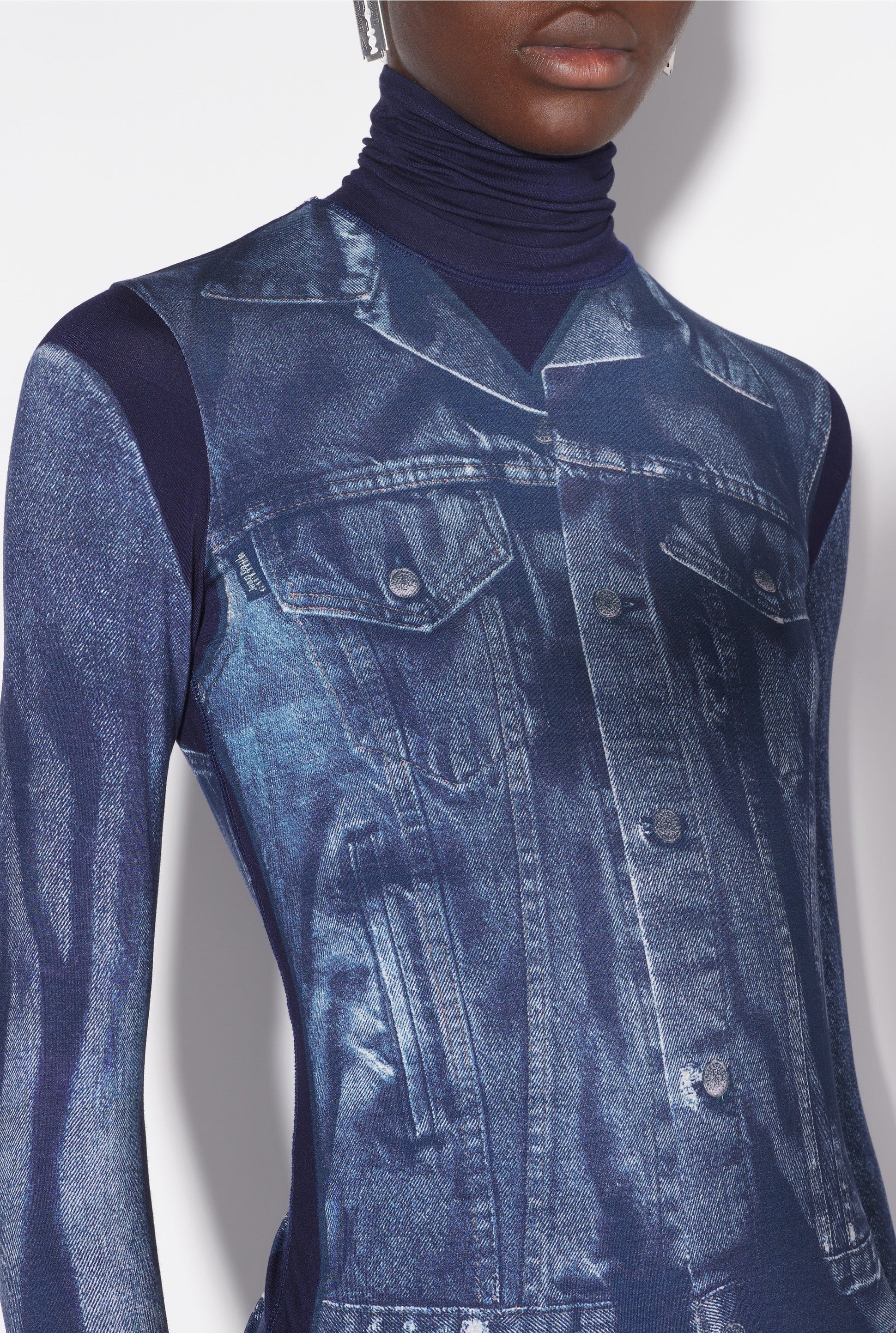 T-shirt Tattoo à manches longues imprimé - Navy & Blue