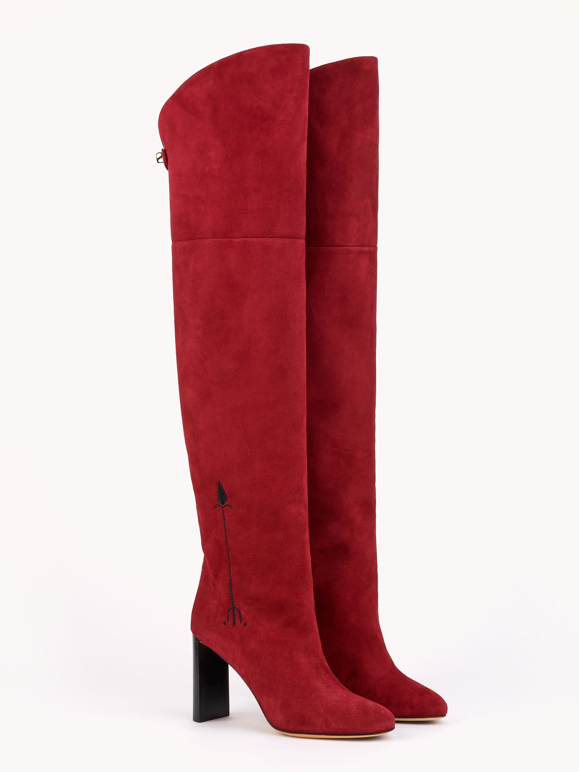 4qty NEW / Cuissardes Marylin Malaga 90 en cuir suédé - Burgundy