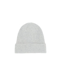 Bonnet à revers et petites côtes en cachemire - Gris Chine Clai