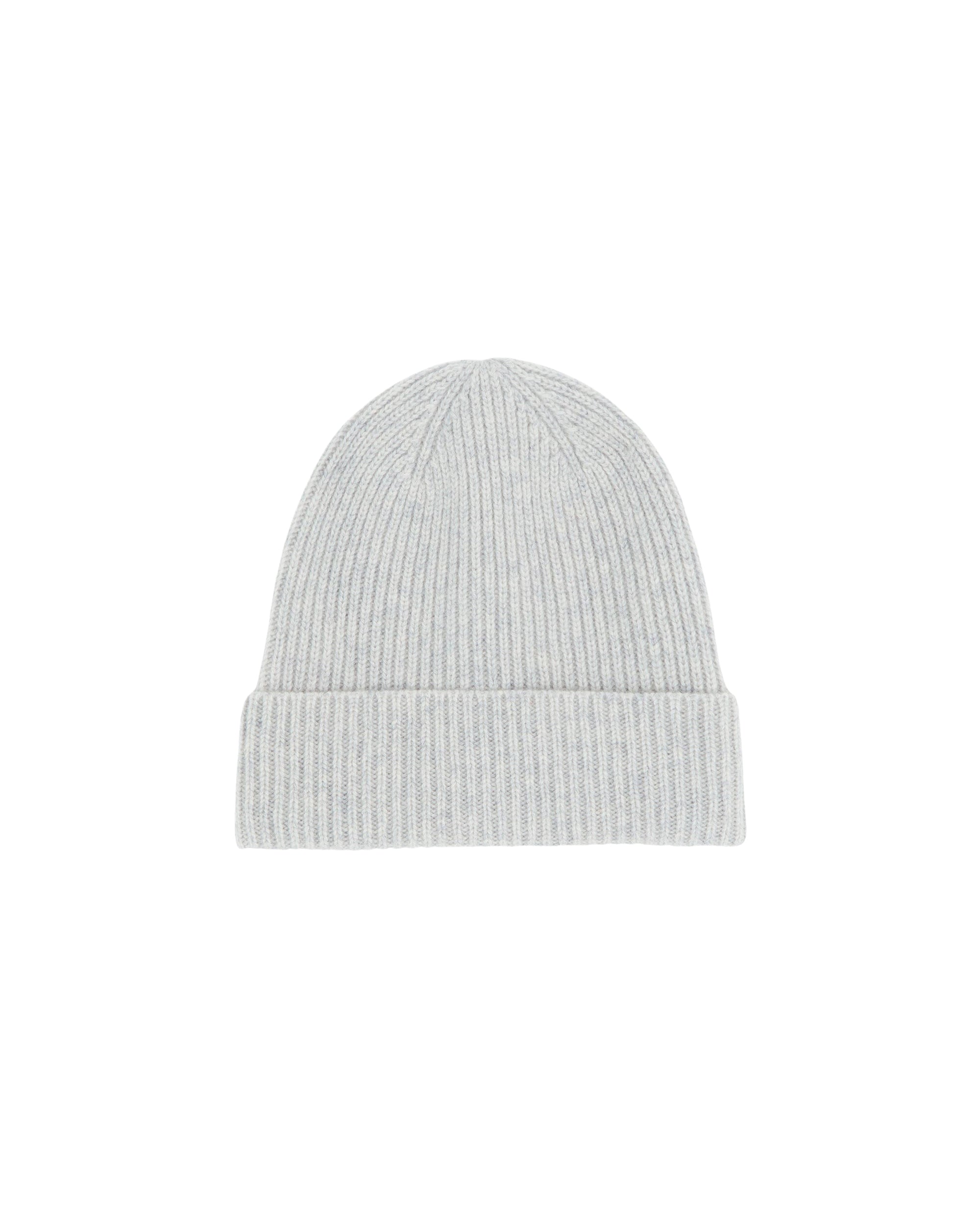 Bonnet à revers et petites côtes en cachemire - Gris Chine Clai