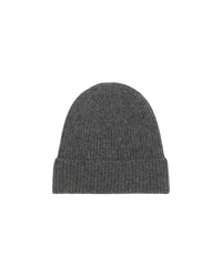 Bonnet à revers et petites côtes en cachemire - Anthracite