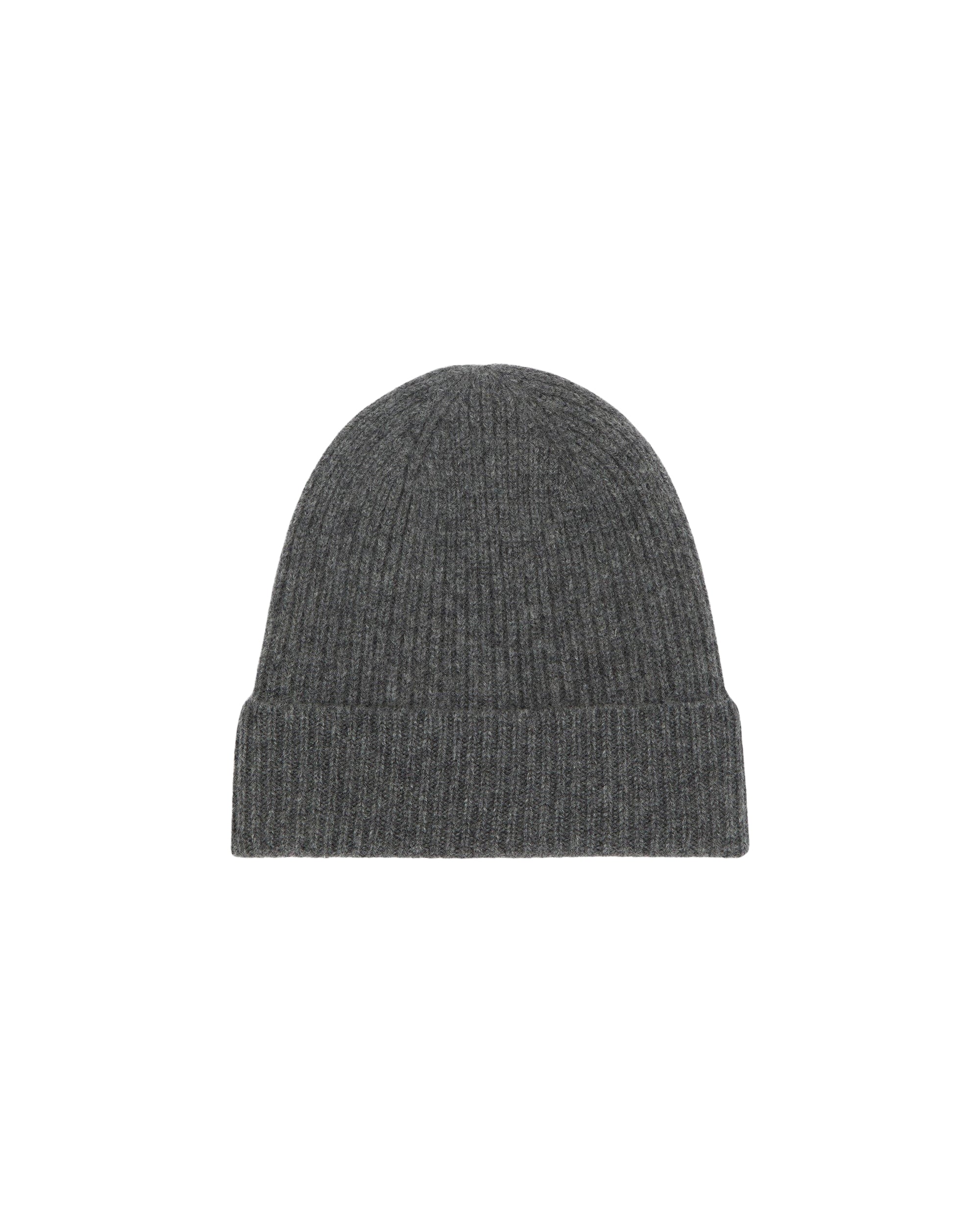 Bonnet à revers et petites côtes en cachemire - Anthracite
