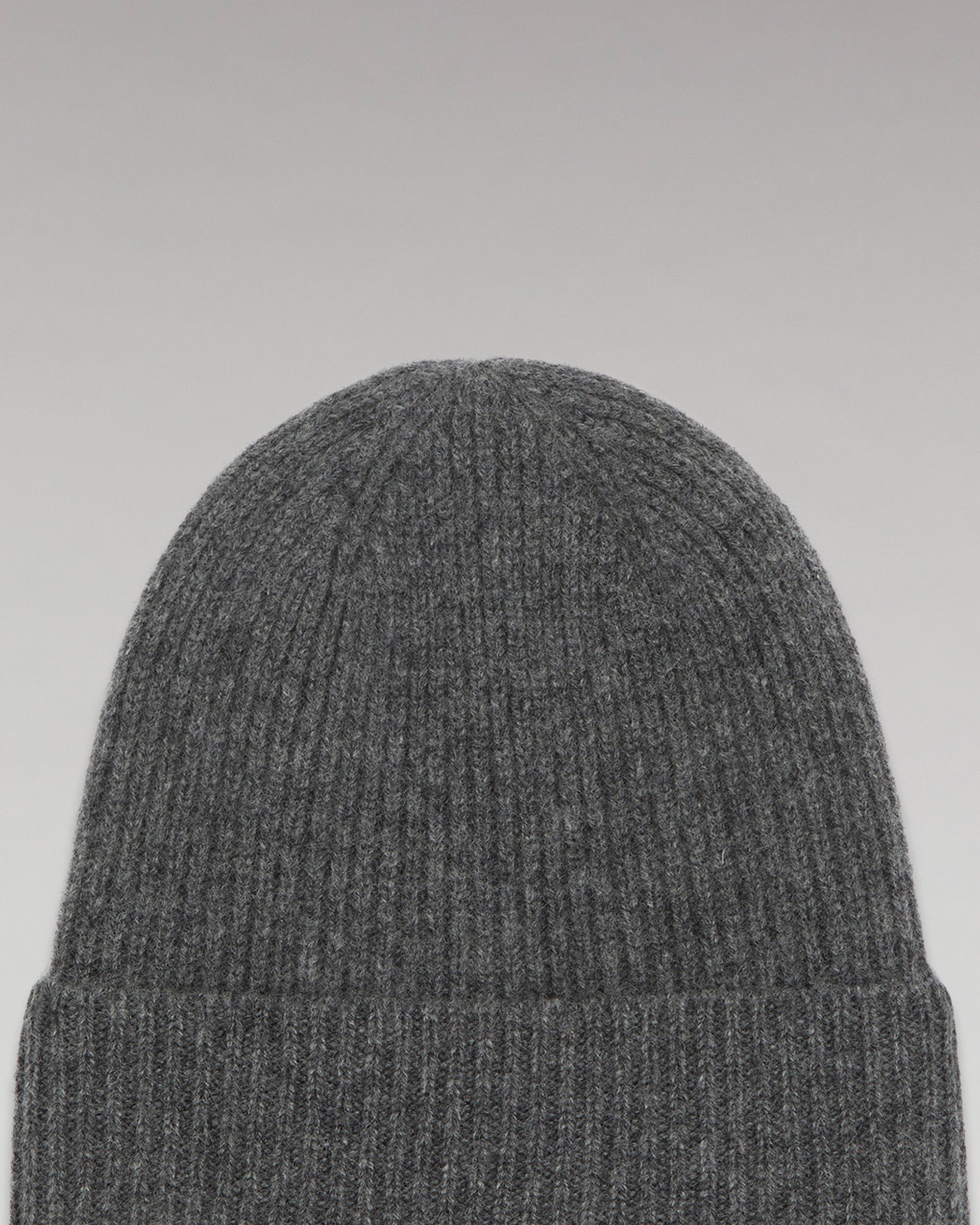 Bonnet à revers et petites côtes en cachemire - Anthracite