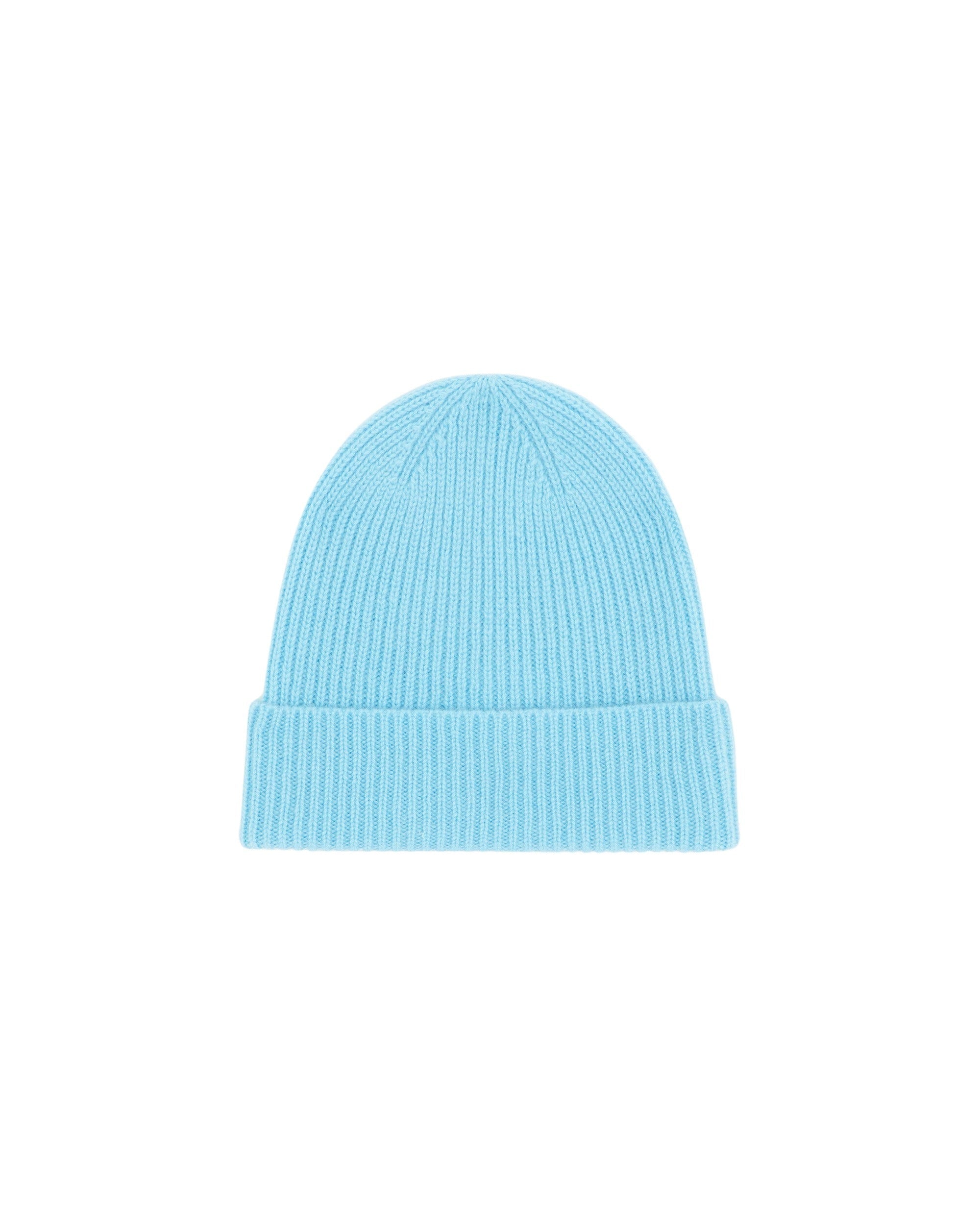 Bonnet à revers et petites côtes en cachemire - Acid Blue
