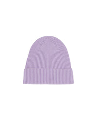 Cashmere hat with lapels and small ribbing - Sweet Lilac