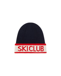 Bonnet à revers Ski Club en cachemire - Navy