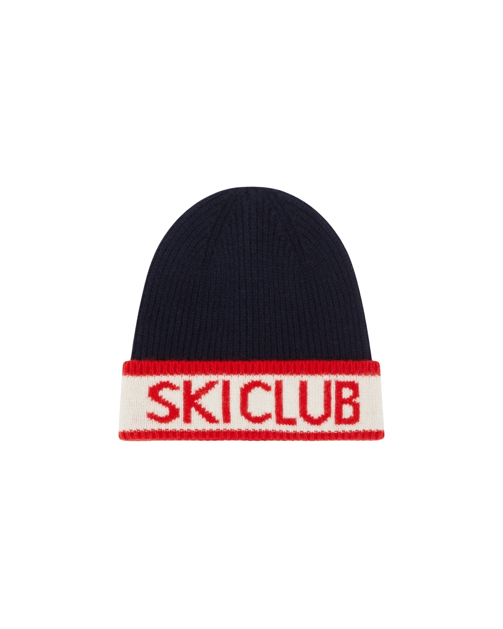Bonnet à revers Ski Club en cachemire - Navy